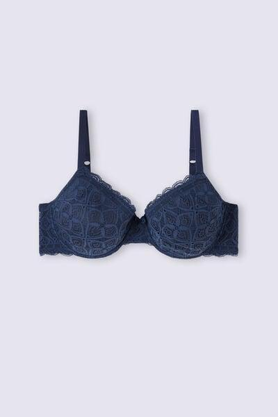 Blue Francesca Lace Balconette Bra, Intense Blue, large image number 3
