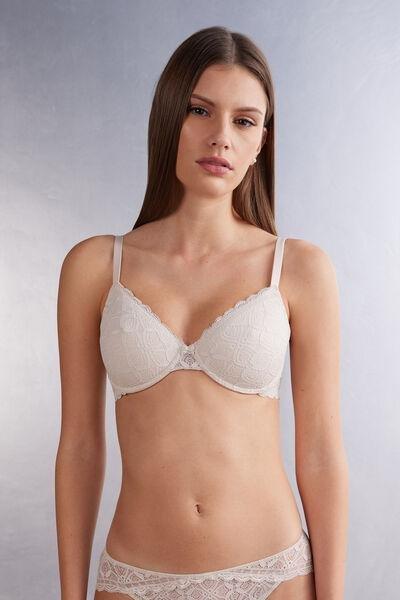 Pink Silk Francesca Lace Balconette Bra, Silk, large image number 0