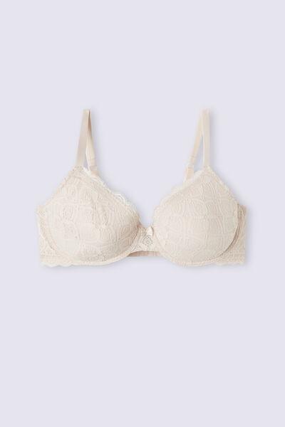 Pink Silk Francesca Lace Balconette Bra, Silk, large image number 2