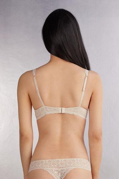 Cream Giorgia Triangle Lace Balconette Bra, Silk, large image number 3