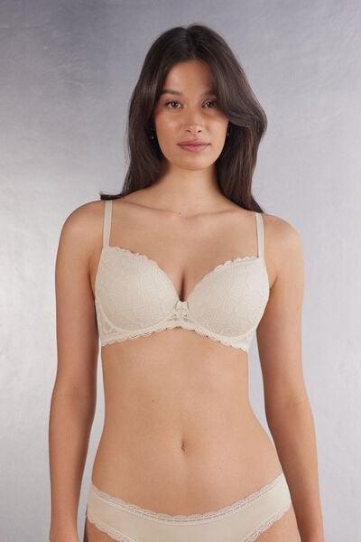 White Irina Underwire Lace Balconette Bra, Silk, medium