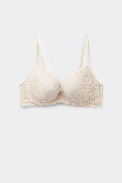 White Irina Underwire Lace Balconette Bra, Silk, medium