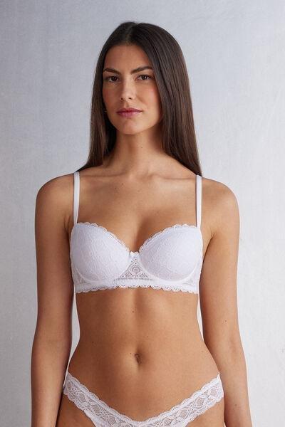 White Sofia Lace-Detailed Balconette Bra, , large image number 0