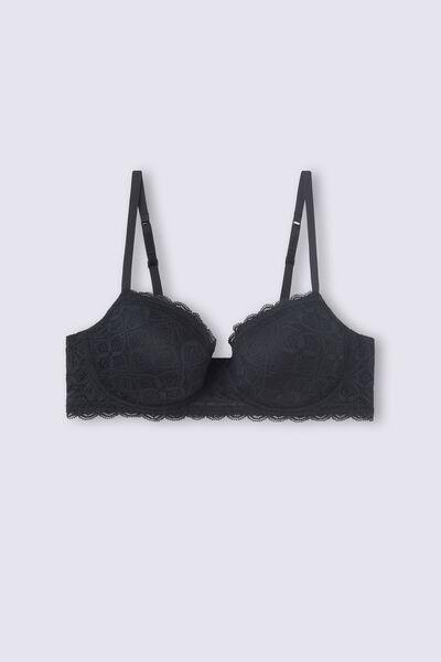 Black Sofia Lace-Detailed Balconette Bra, , large image number 2
