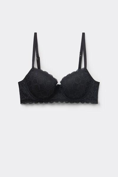 Black Sofia Lace-Detailed Balconette Bra, Black, large image number 2