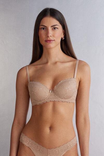 Beige Sofia Lace-Detailed Balconette Bra, Soft Beige, medium