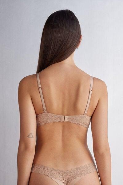 Beige Sofia Lace-Detailed Balconette Bra, Soft Beige, medium