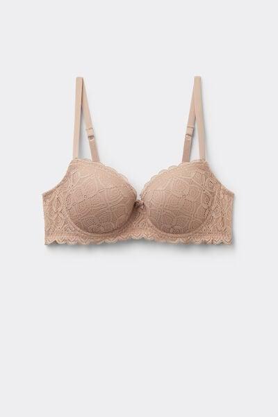 Beige Sofia Lace-Detailed Balconette Bra, Soft Beige, medium