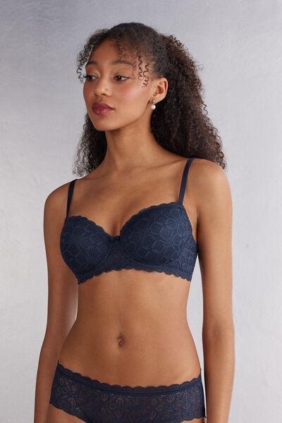 Blue Sofia Lace-Detailed Balconette Bra, , large image number 0