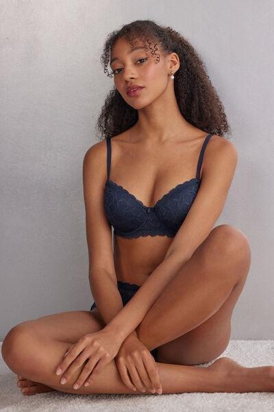 Blue Sofia Lace-Detailed Balconette Bra, , large image number 1