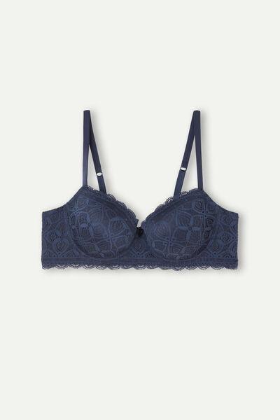 Blue Sofia Lace-Detailed Balconette Bra, , large image number 2