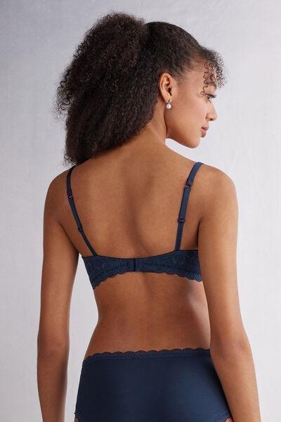 Blue Sofia Lace-Detailed Balconette Bra, , large image number 3