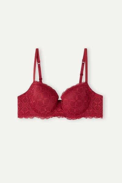 Red Lace-Detailed Balconette Bra, , large image number 2
