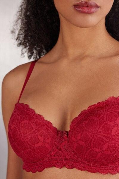 Red Lace-Detailed Balconette Bra, Red, large image number 5