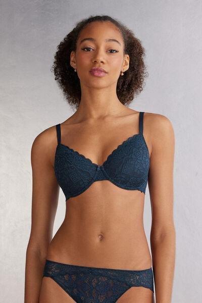 Blue Francesca Lace Balconette Bra, Intense Blue, large image number 9