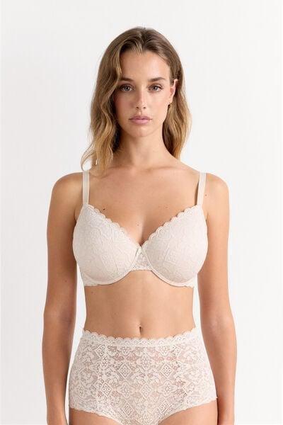 Cream Francesca Lace Balconette Bra, Silk, medium