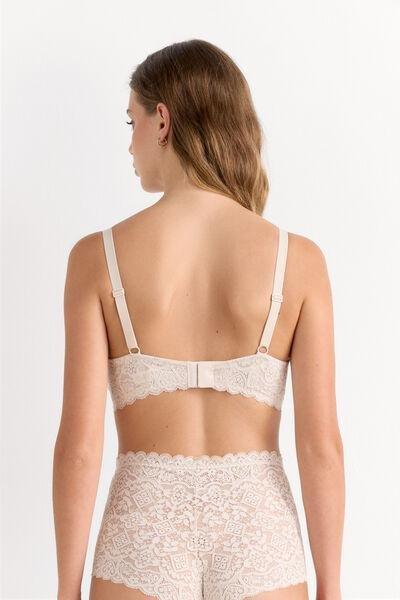 Cream Francesca Lace Balconette Bra, Silk, large image number 2
