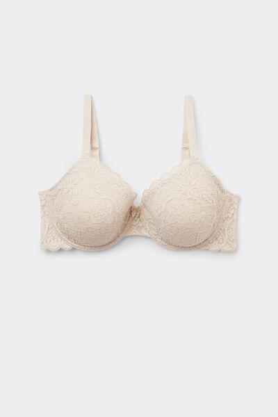 Cream Francesca Lace Balconette Bra, Silk, large image number 3