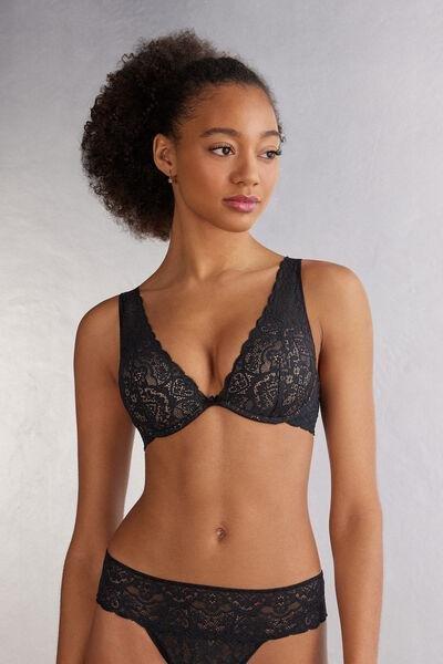 Black Elena Lace Balconette Bra, , medium