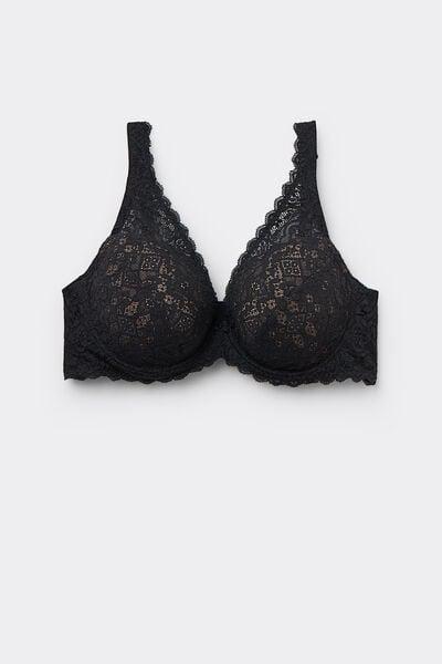 Black Elena Lace Balconette Bra, Black, large image number 3