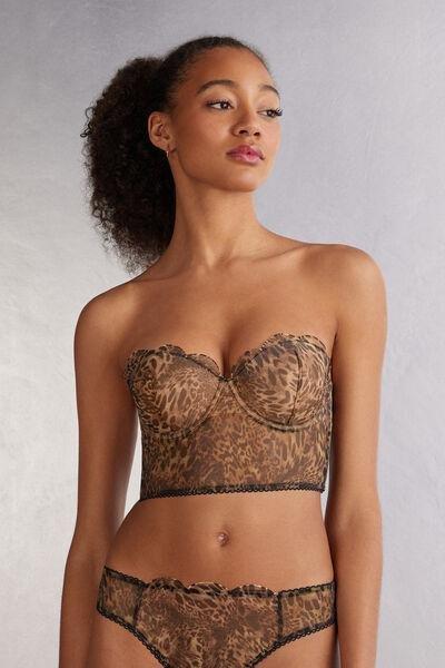 Brown Animal Print Bustier, , medium
