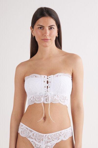 White Padded Bandeau Bustier, White, medium