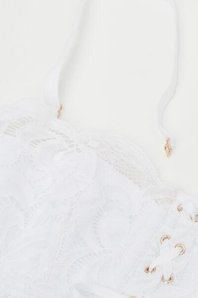 White Padded Bandeau Bustier, White, large image number 3