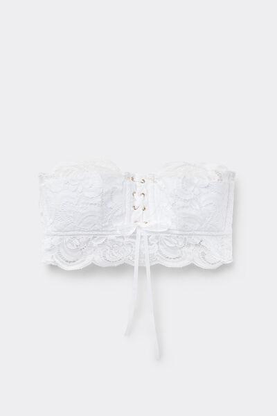 White Padded Bandeau Bustier, White, large image number 5