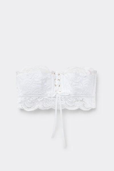 White Padded Bandeau Bustier, White, large image number 6