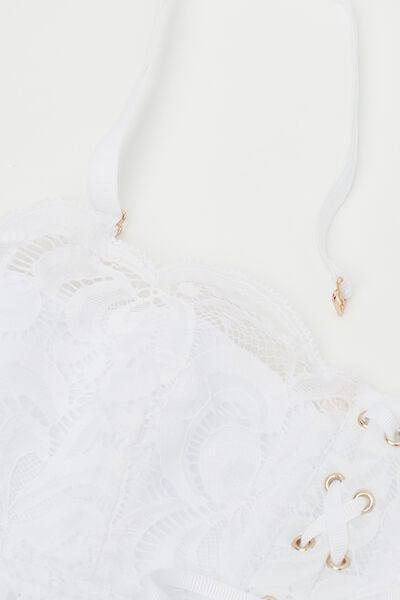 White Padded Bandeau Bustier, White, large image number 7