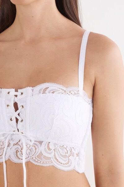 White Padded Bandeau Bustier, White, large image number 8