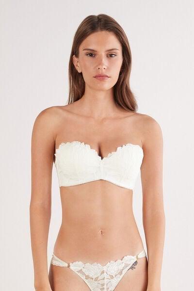 White All About Flowers Embroidered Bandeau Bra, Powder White, large image number 1