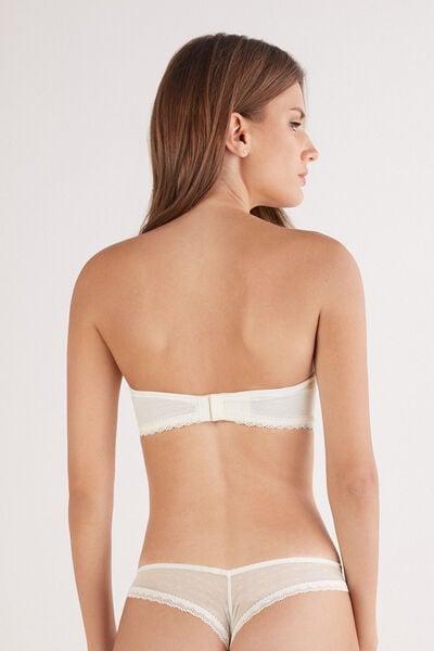 White All About Flowers Embroidered Bandeau Bra, Powder White, large image number 2