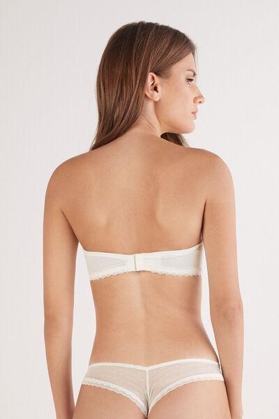 White All About Flowers Embroidered Bandeau Bra, Powder White, large image number 3