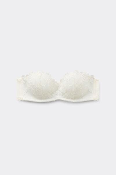 White All About Flowers Embroidered Bandeau Bra, Powder White, large image number 3