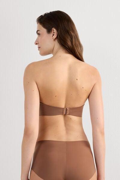 Beige Lightly Padded Bandeau Bra, Brown Mocha, large image number 2