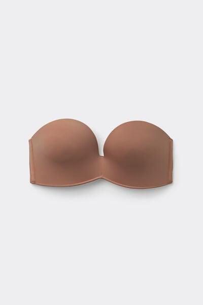 Beige Lightly Padded Bandeau Bra, Brown Mocha, large image number 3