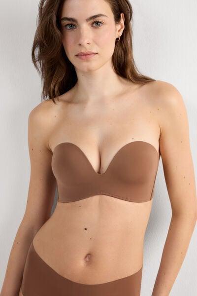 Beige Lightly Padded Bandeau Bra, Brown Mocha, large image number 5