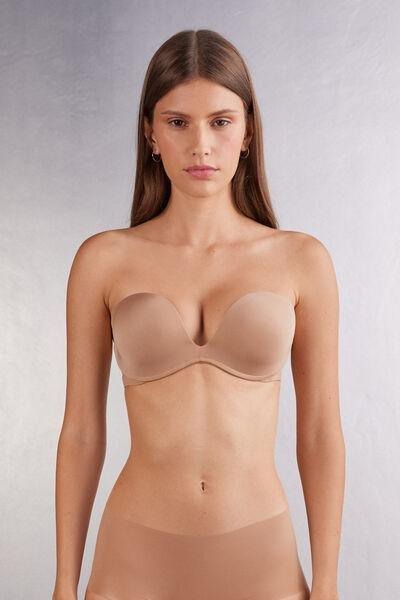 Beige Ultralight Bandeau Bra, , medium