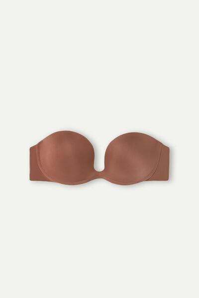 Beige Microfibre Bandeau Bra, , large image number 2