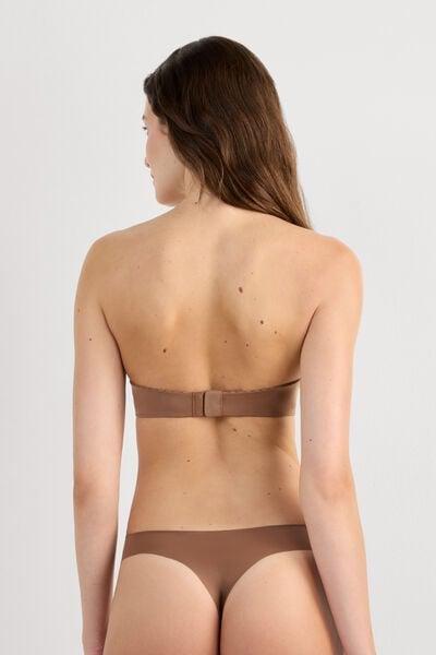 Beige Microfibre Bandeau Bra, Brown Mocha, large image number 2