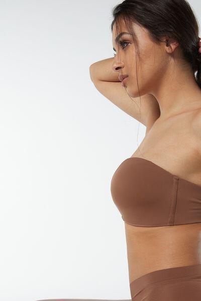 Beige Laura Ultralight Bandeau Bra, Brown Mocha, large image number 4