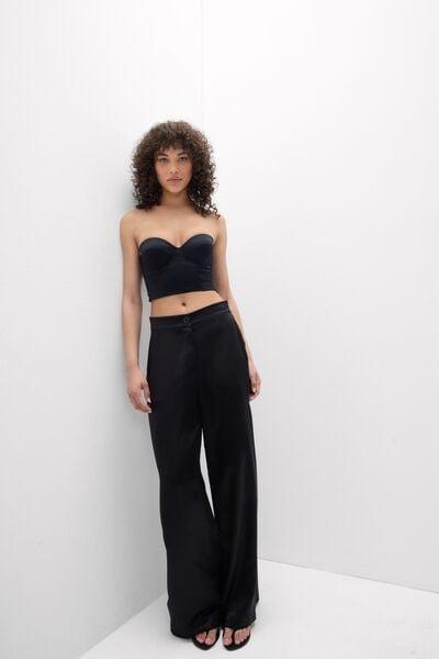 Black Giada Bandeau Silks Bustier, Black, large image number 1