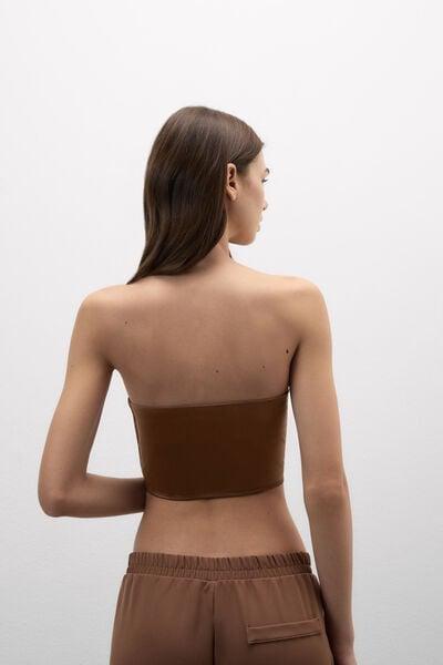 Caramel Giada Bandeau Silk Bustier, Brown Mocha, large image number 2