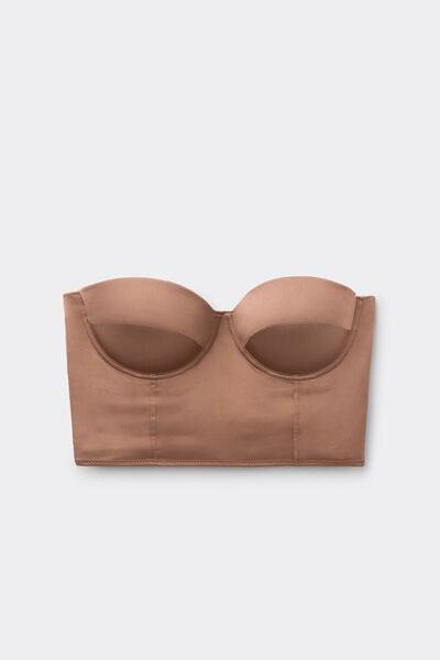 Caramel Giada Bandeau Silk Bustier, Brown Mocha, large image number 3