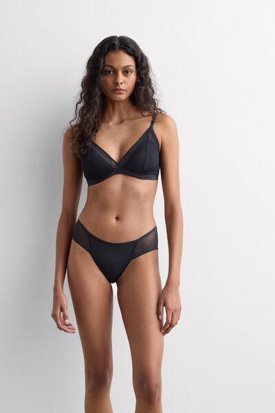 Black Invisible Touch Padded Triangle Bra, Black, large image number 1