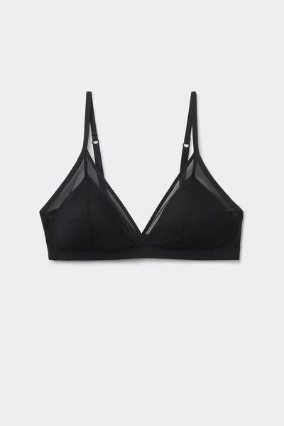 Black Invisible Touch Padded Triangle Bra, Black, large image number 3