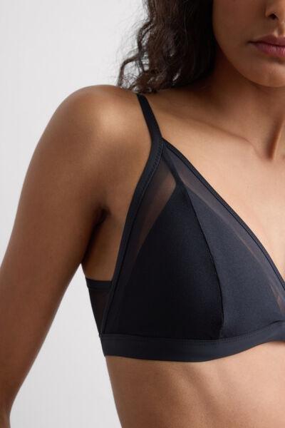 Black Invisible Touch Padded Triangle Bra, Black, large image number 5