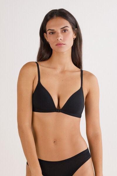 Black Tiziana Ultralight Cotton Triangle Bra, Black, medium