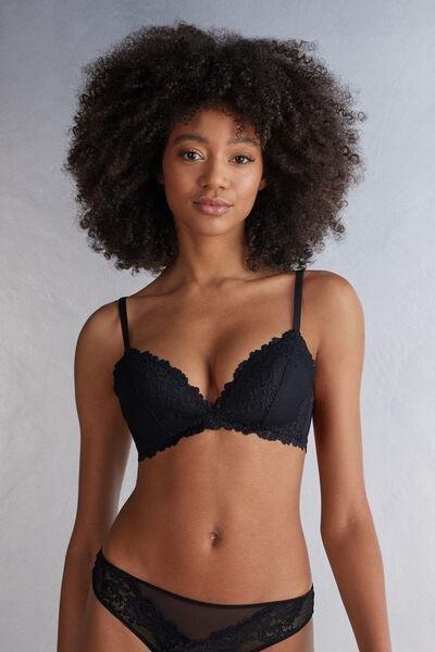 Black Pretty Flowers Tiziana Triangle Bra, Black, large image number 1